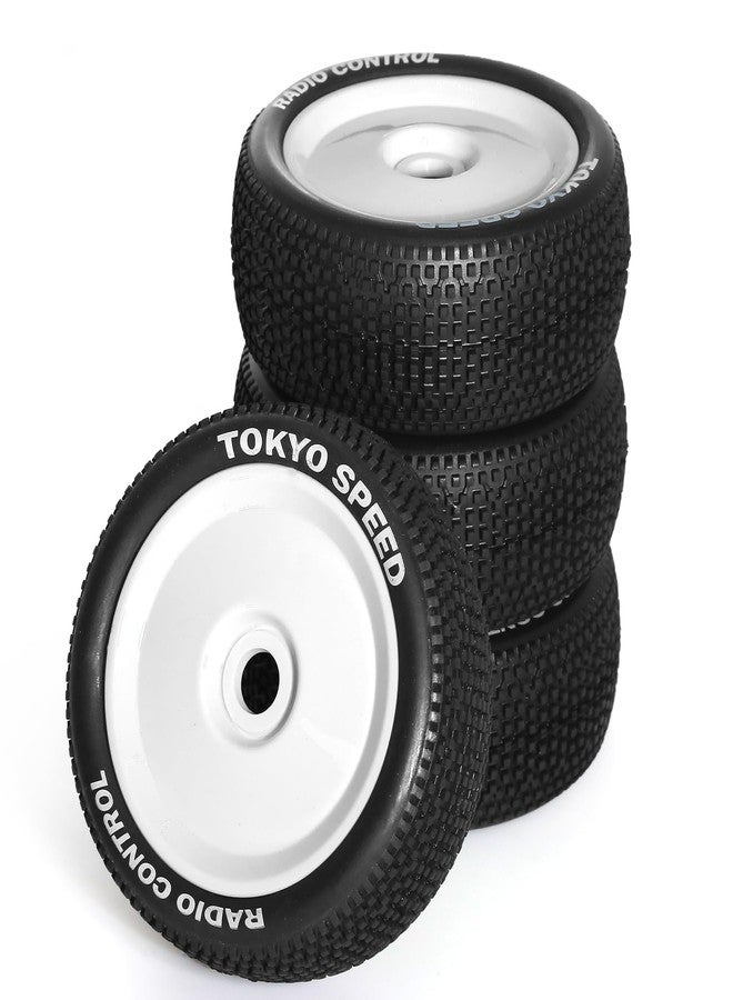 Dantenron 1:8 Scale Buggy Tires and Wheels Rims 17mm Hex Rubber Off Road Tyres for 1/8 RC Off-Road Truck Car Traxxas Arrma Typhon 6S 3S Talion 6S Losi 8ight HPI Vorza Flux Kyosho Hobao 4PCS (White) - Image 1